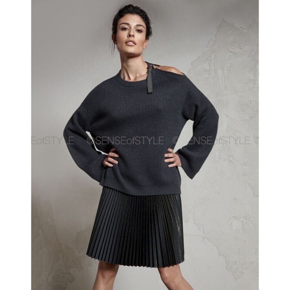 Brunello Cucinelli Women's Cashmere Sweater Monili Pullover Gray Top size L
